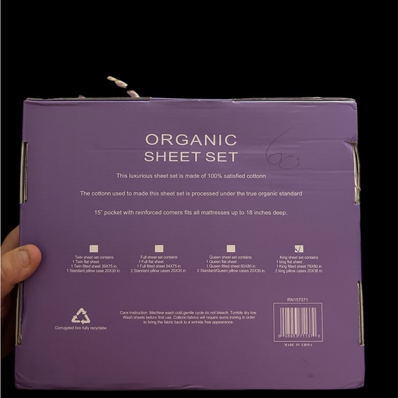 Tree Organic King Purple Sheet Set - Picture 2 of 2